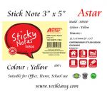 Astar 3 x 5" Yellow Sticky Note Paper